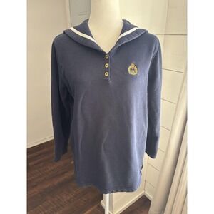 Lauren Jeans Co Ralph Lauren Pullover‎ Womens Large Sailor Collar Crest Top VTG